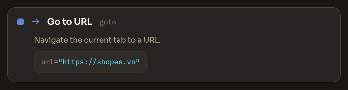 The Go to URL block in the Workflow Editor
