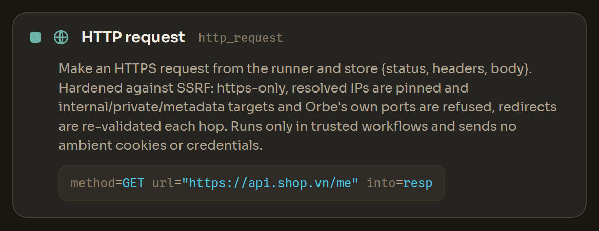The HTTP request block in the Workflow Editor
