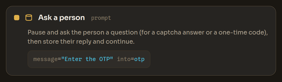 The Ask a person block in the Workflow Editor