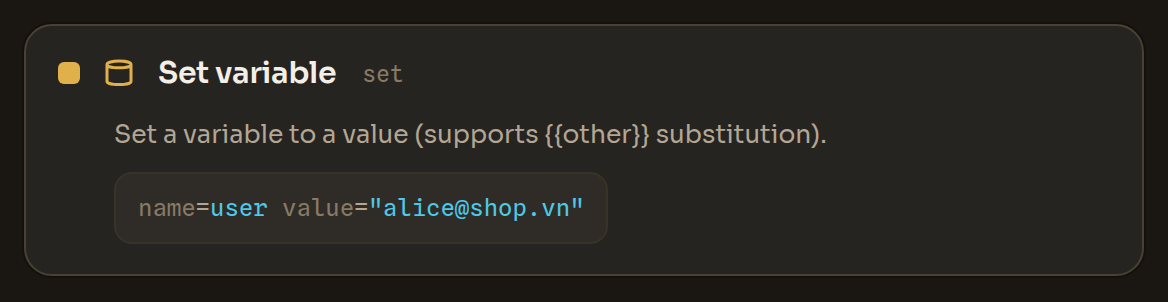 The Set variable block in the Workflow Editor