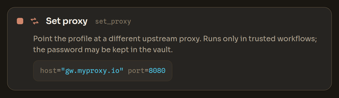 The Set proxy block in the Workflow Editor