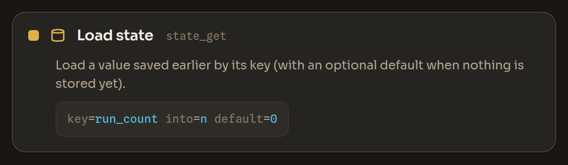 The Load state block in the Workflow Editor