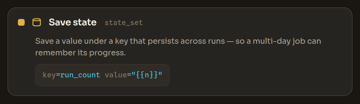 The Save state block in the Workflow Editor